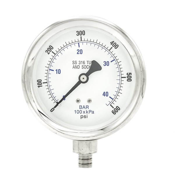 Pic Gauges 4 in Dial, 1/4 in NPT Male Lower Location, Stainless Steel Case Material PRO-301D-404K-01 - main